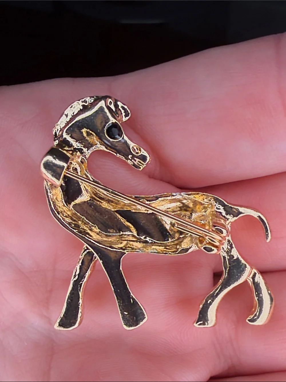Gold & White Enamel Zebra Brooch Pin - Women Jewelry